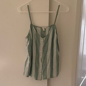 Treasure & Bond Green and White Striped Camisole